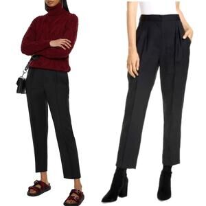 NWT! Nili Lotan 6 Lia Stretch Wool Dress Pants $595 Adjustable Waist Crop Black